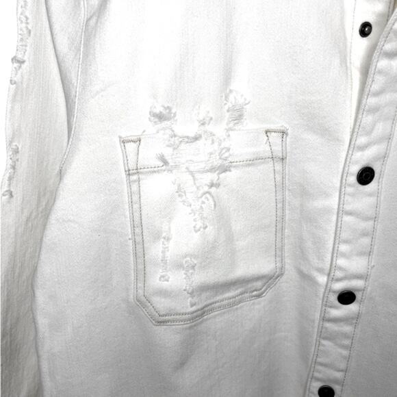 NWT SER•O•YA Marcus Shirt Snap Closure Pockets‎ Distressed Shacket Size XLarge - Picture 8 of 15